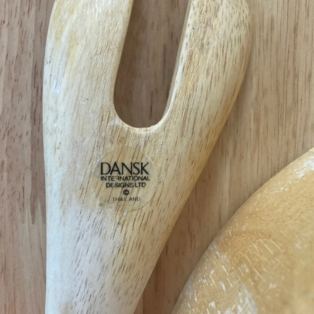 Dansk Natural Wood Serving Bowl and Fork Set